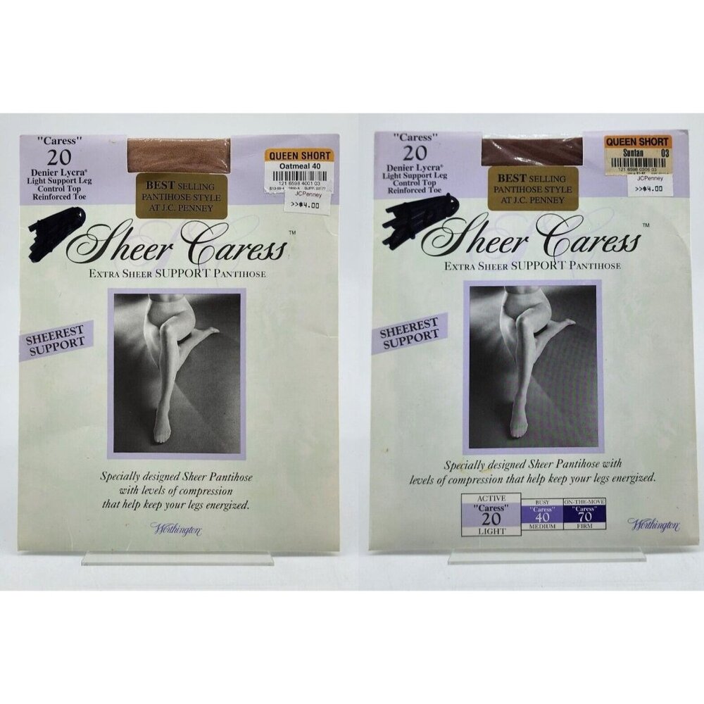 Worthington Sheer Caress Control Top Support Pantyhose QueenShort Oatmeal/Suntan